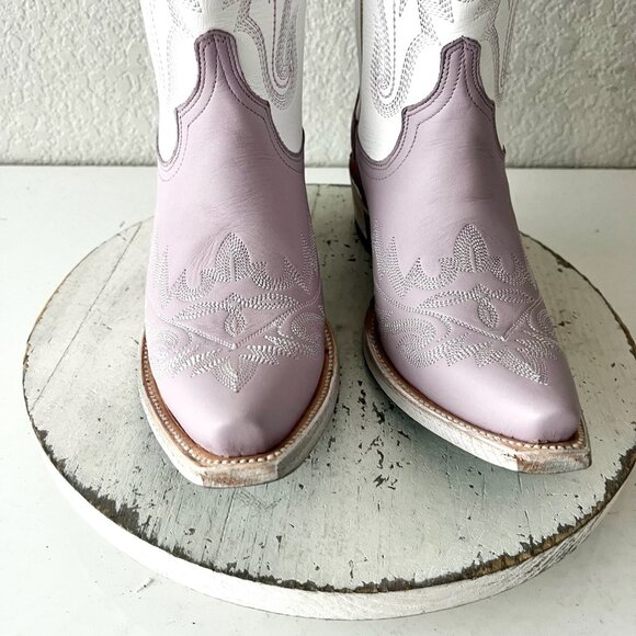 Lane LEXINGTON Purple Cowboy Boots Western Cowgirl Tall Snip Toe Mid Calf 7.5 - Picture 10 of 12
